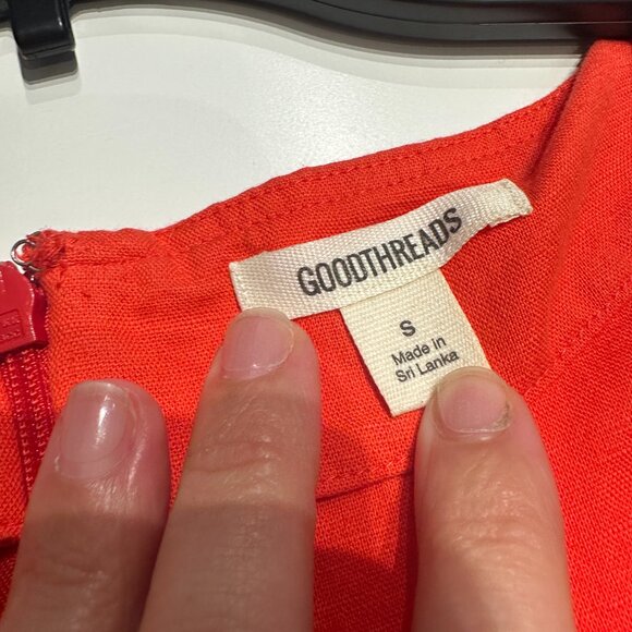 Goodthreads Women's Relaxed-Fit Washed Linen Blend Flutter-Sleeve Peasant Dress - Picture 5 of 5